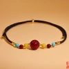 Crystal sand round bead collarbone chain, women's zodiac year sweater chain, Chinese-style accessory necklace Specification image